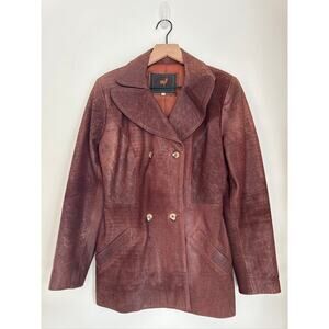 Ruggadier Vintage Brown Leather Double Breasted Blazer Jacket - Women’s Small